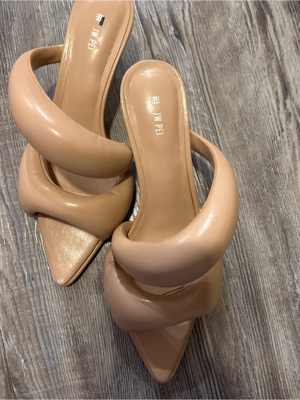 JW PEI Blush Nude Twisted Strap Pointed Toe Heels